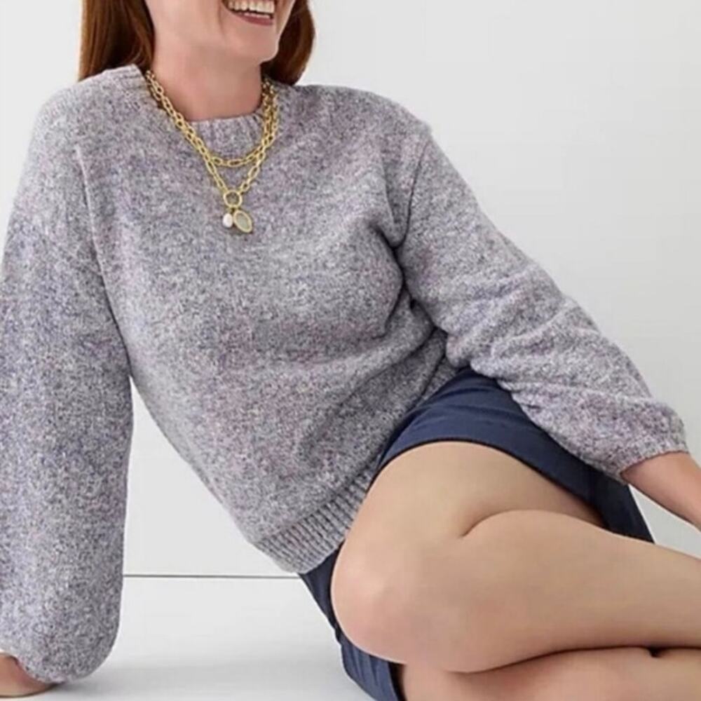 J.Crew Purple Marled Knit Sweater Crewneck Cozy Classic Pullover Women’s Large